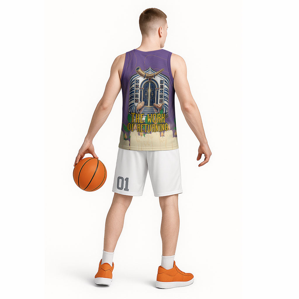 Yom Kippur Basketball Jersey Shofar Blowing Jewish High Holy Day Tallit Star Of David