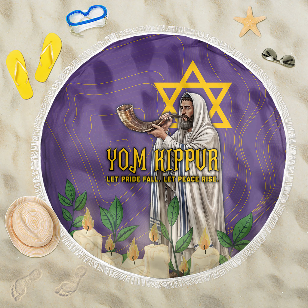 Yom Kippur Beach Blanket Shofar Blowing Jewish High Holy Day Tallit Star Of David
