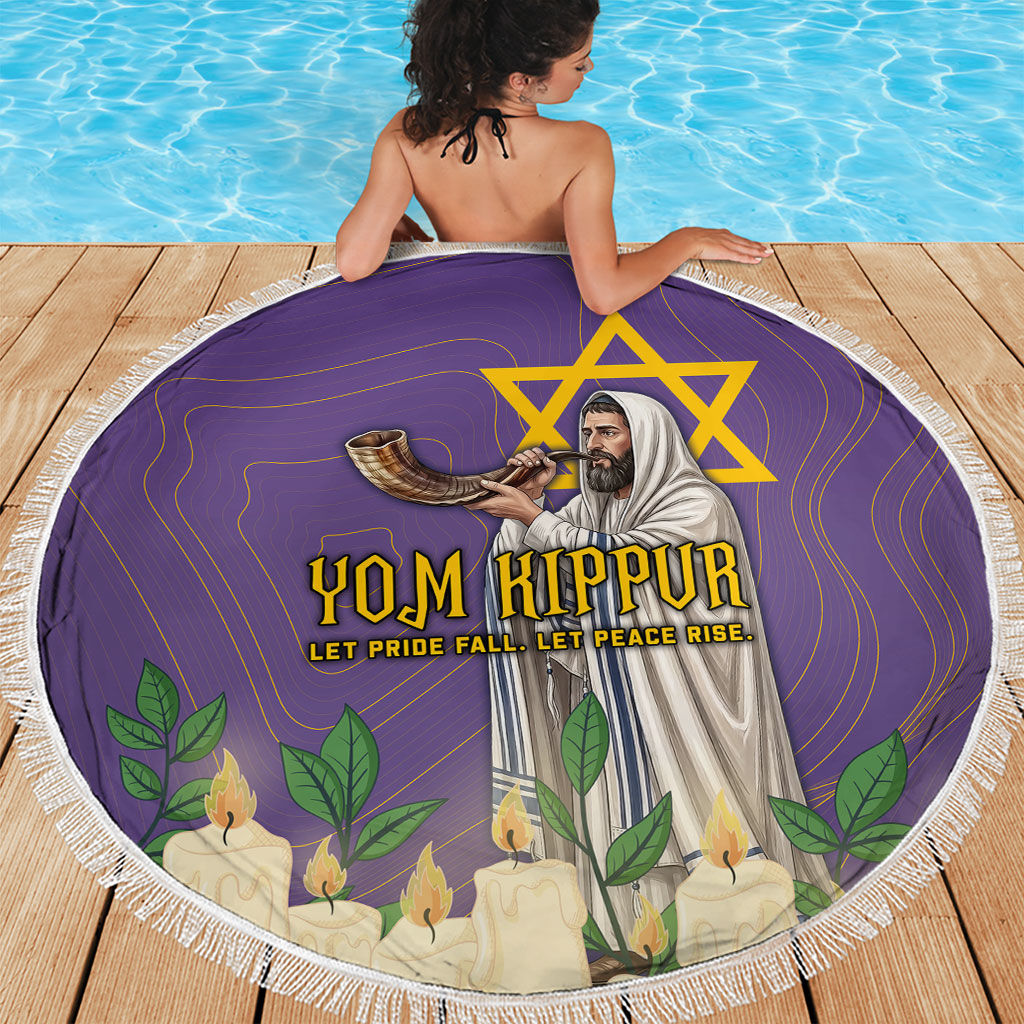 Yom Kippur Beach Blanket Shofar Blowing Jewish High Holy Day Tallit Star Of David