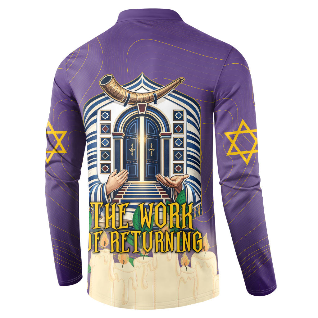 Yom Kippur Button Sweatshirt Shofar Blowing Jewish High Holy Day Tallit Star Of David