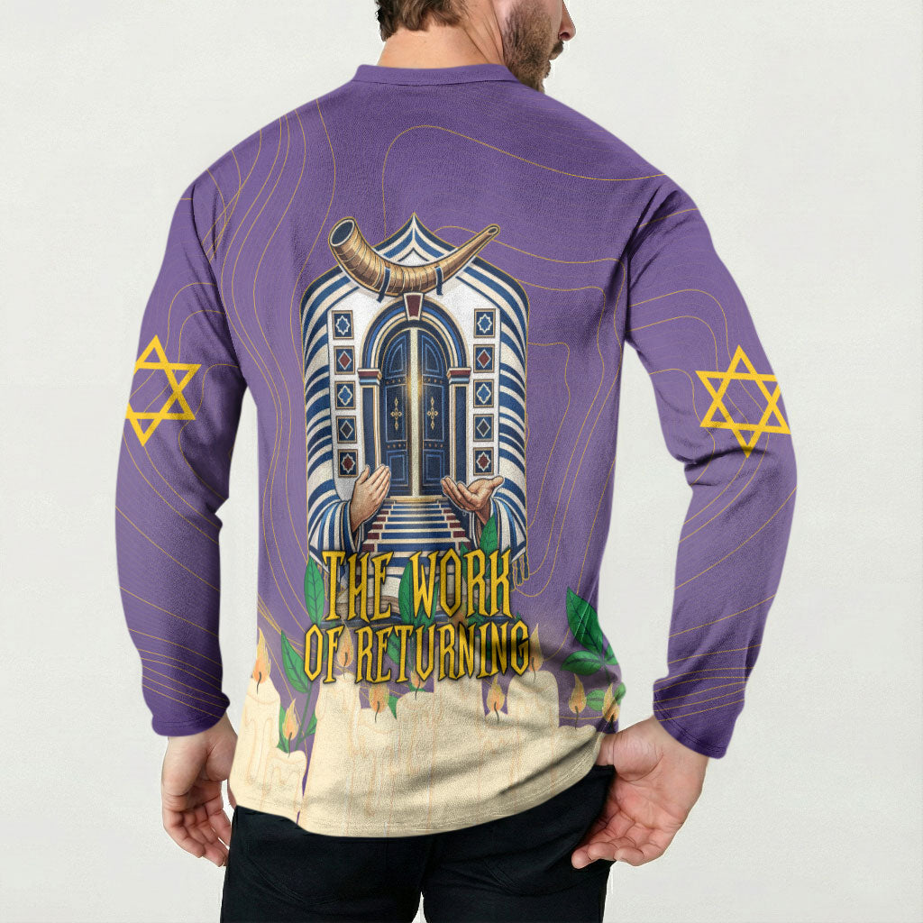 Yom Kippur Button Sweatshirt Shofar Blowing Jewish High Holy Day Tallit Star Of David