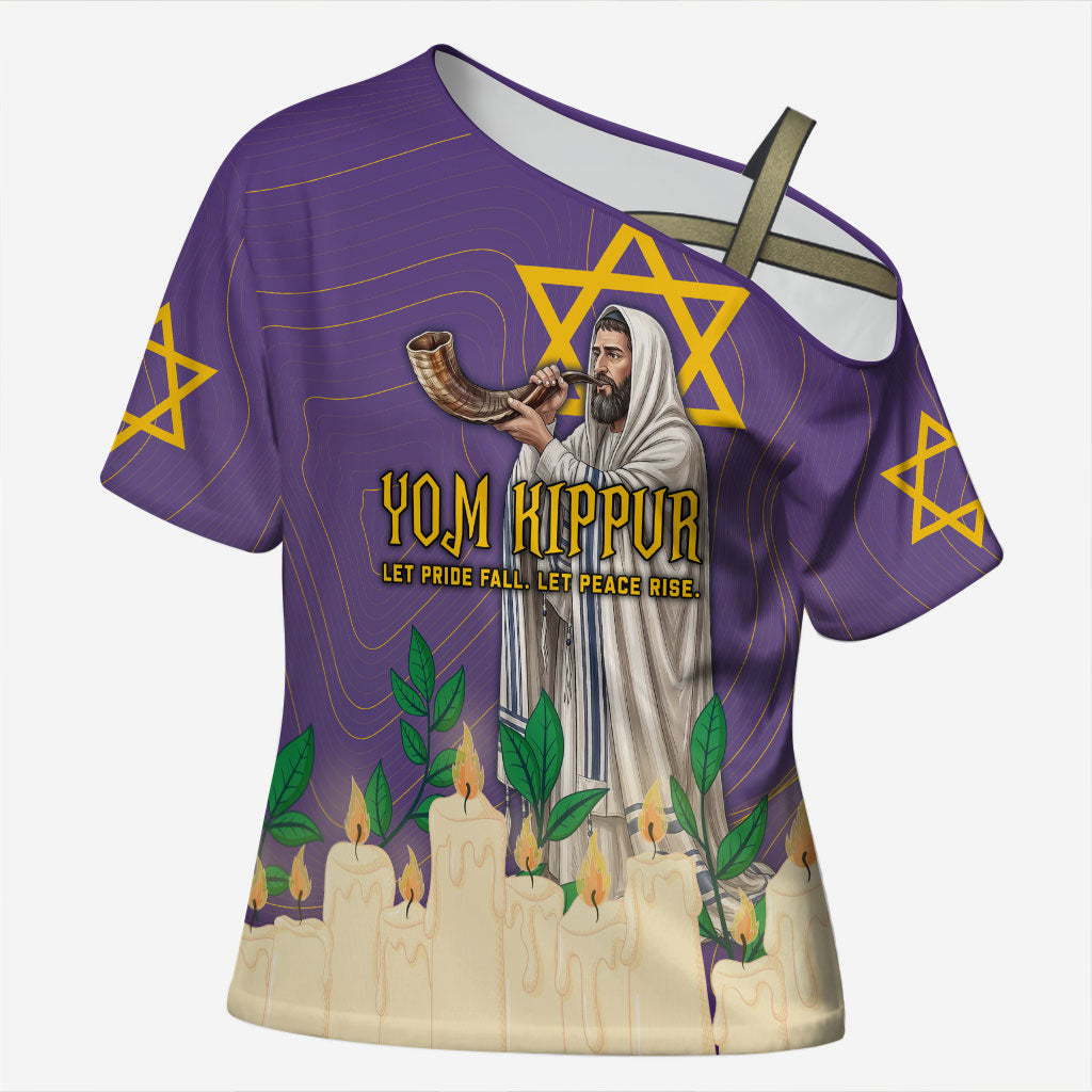 Yom Kippur Cross Shoulder Shirt Shofar Blowing Jewish High Holy Day Tallit Star Of David