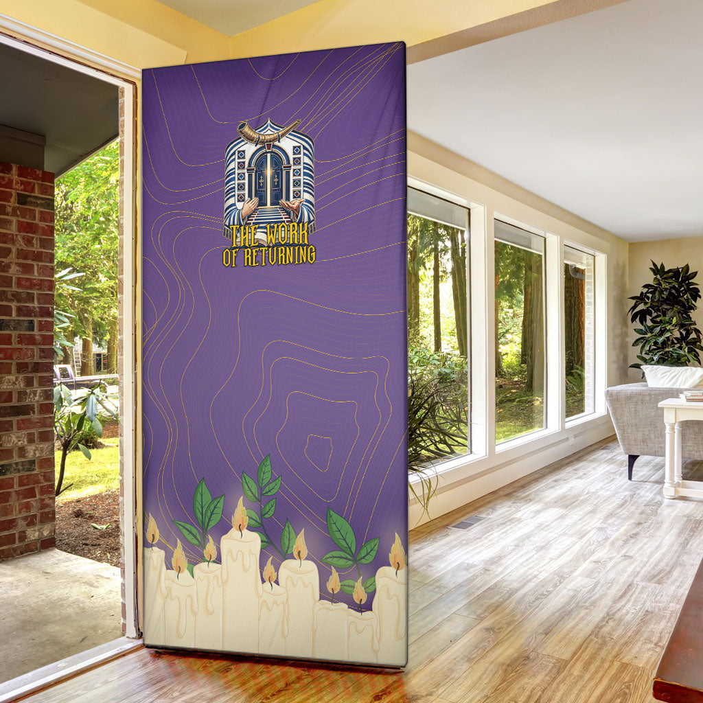 Yom Kippur Door Cover Shofar Blowing Jewish High Holy Day Tallit Star Of David
