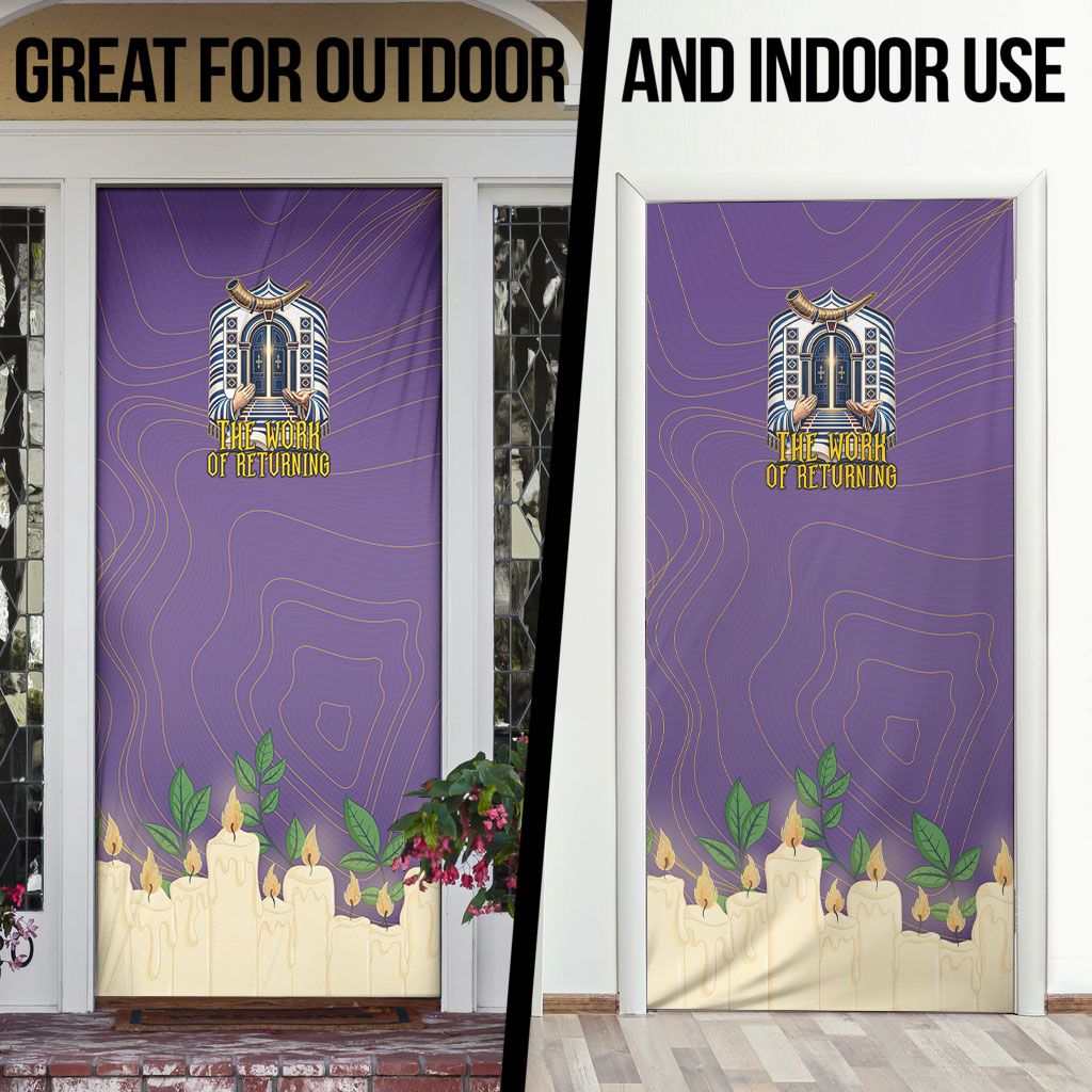Yom Kippur Door Cover Shofar Blowing Jewish High Holy Day Tallit Star Of David