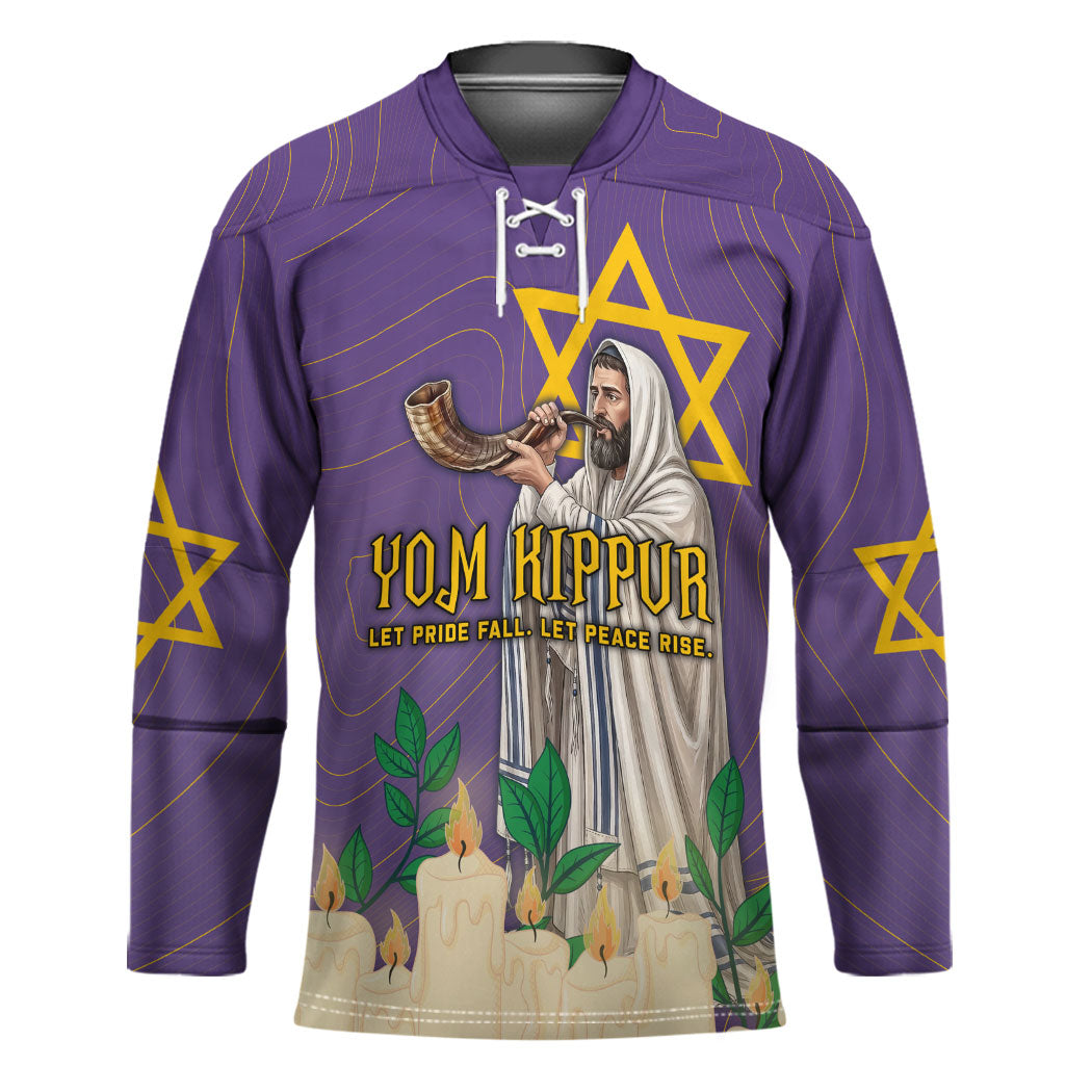 Yom Kippur Hockey Jersey Shofar Blowing Jewish High Holy Day Tallit Star Of David