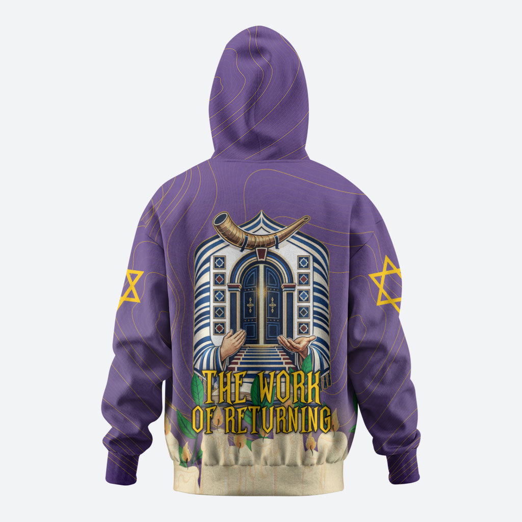 Yom Kippur Hoodie Shofar Blowing Jewish High Holy Day Tallit Star Of David