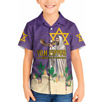 Yom Kippur Kid Hawaiian Shirt Shofar Blowing Jewish High Holy Day Tallit Star Of David