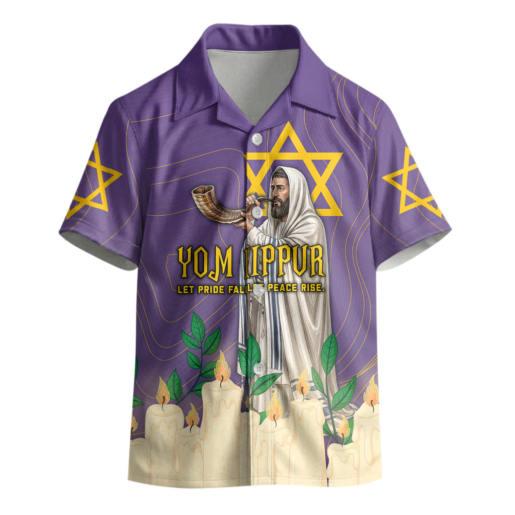 Yom Kippur Kid Hawaiian Shirt Shofar Blowing Jewish High Holy Day Tallit Star Of David