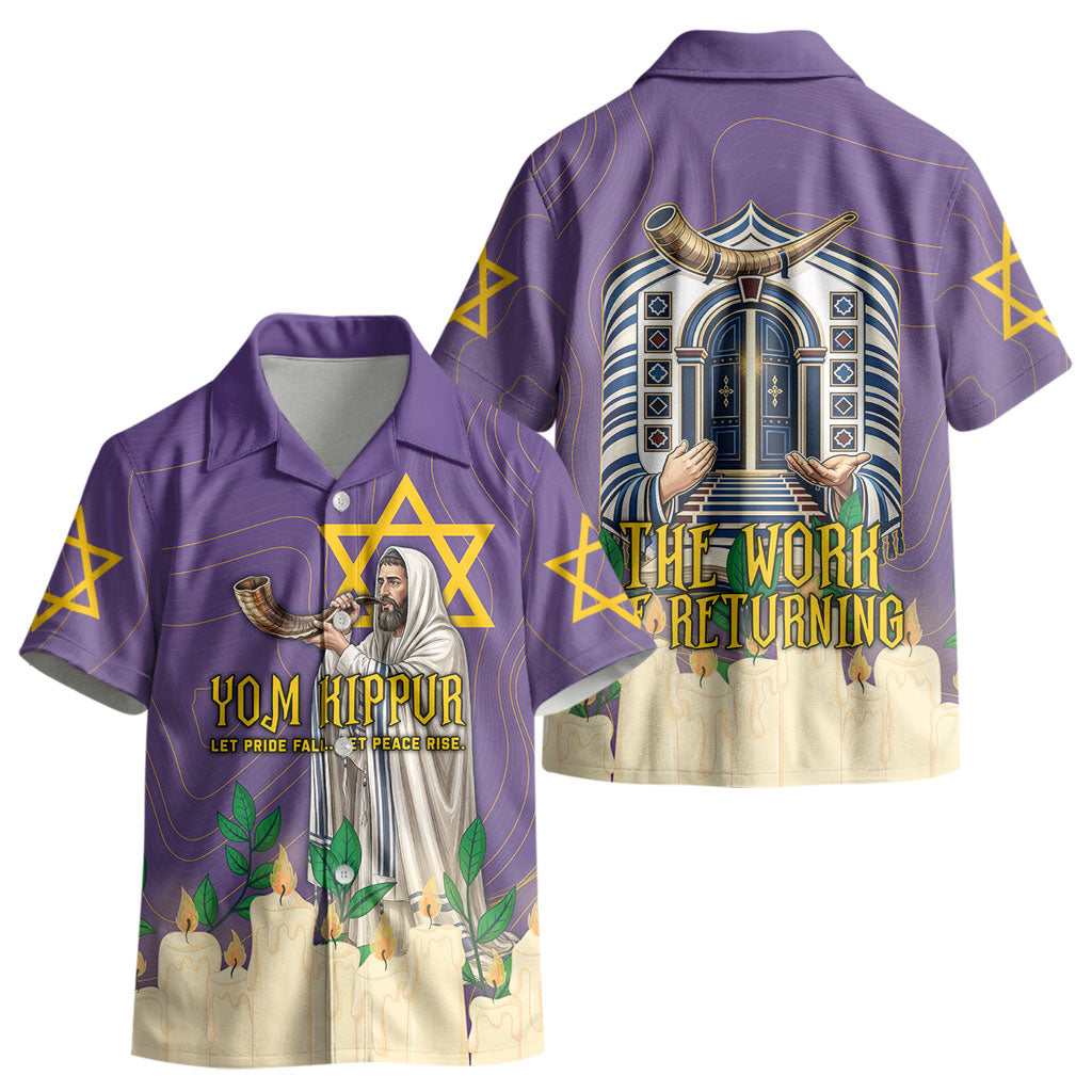 Yom Kippur Kid Hawaiian Shirt Shofar Blowing Jewish High Holy Day Tallit Star Of David