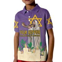 Yom Kippur Kid Polo Shirt Shofar Blowing Jewish High Holy Day Tallit Star Of David
