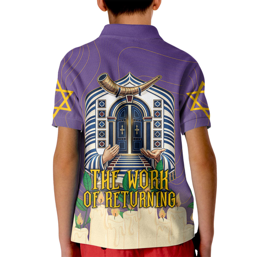Yom Kippur Kid Polo Shirt Shofar Blowing Jewish High Holy Day Tallit Star Of David