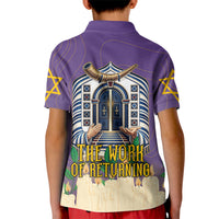 Yom Kippur Kid Polo Shirt Shofar Blowing Jewish High Holy Day Tallit Star Of David