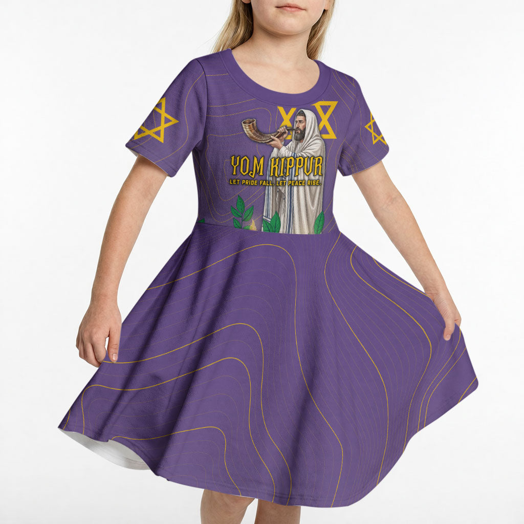 Yom Kippur Kid Short Sleeve Dress Shofar Blowing Jewish High Holy Day Tallit Star Of David