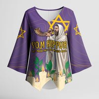 Yom Kippur Kimono Sleeve Blouse Shofar Blowing Jewish High Holy Day Tallit Star Of David