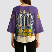 Yom Kippur Kimono Sleeve Blouse Shofar Blowing Jewish High Holy Day Tallit Star Of David