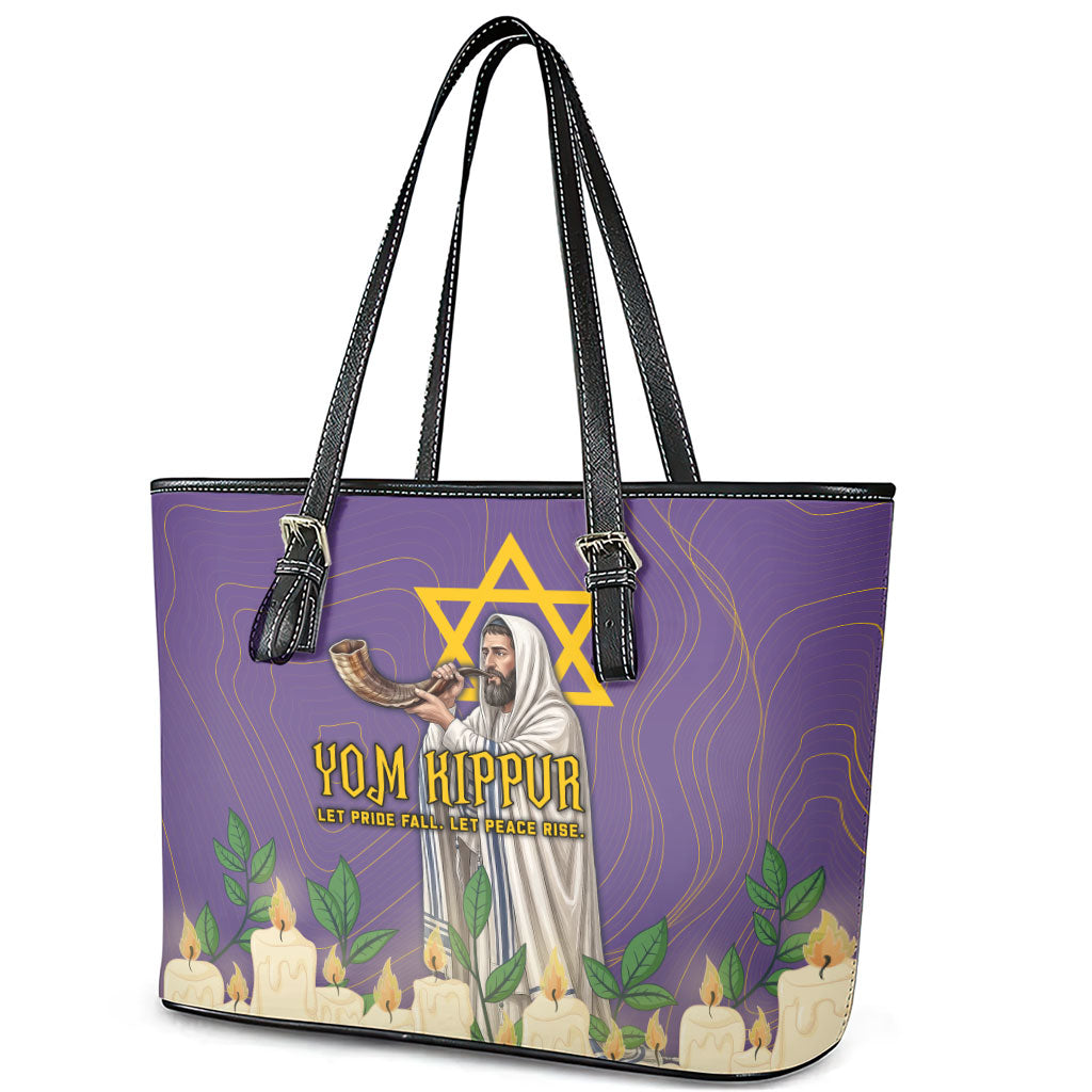 Yom Kippur Leather Tote Bag Shofar Blowing Jewish High Holy Day Tallit Star Of David