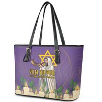 Yom Kippur Leather Tote Bag Shofar Blowing Jewish High Holy Day Tallit Star Of David