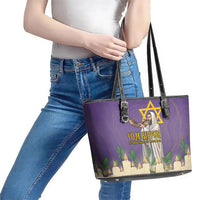 Yom Kippur Leather Tote Bag Shofar Blowing Jewish High Holy Day Tallit Star Of David