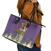 Yom Kippur Leather Tote Bag Shofar Blowing Jewish High Holy Day Tallit Star Of David