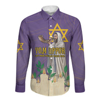 Yom Kippur Long Sleeve Button Shirt Shofar Blowing Jewish High Holy Day Tallit Star Of David