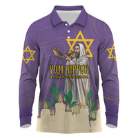 Yom Kippur Long Sleeve Polo Shirt Shofar Blowing Jewish High Holy Day Tallit Star Of David