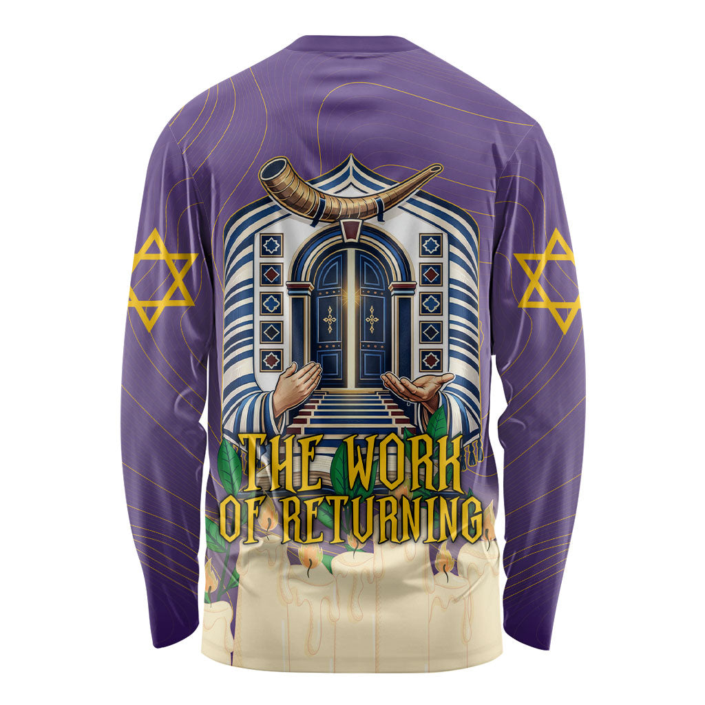 Yom Kippur Long Sleeve Shirt Shofar Blowing Jewish High Holy Day Tallit Star Of David