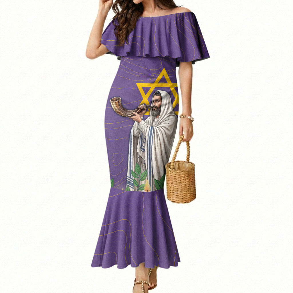 Yom Kippur Mermaid Dress Shofar Blowing Jewish High Holy Day Tallit Star Of David