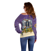 Yom Kippur Off Shoulder Sweater Shofar Blowing Jewish High Holy Day Tallit Star Of David