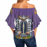 Yom Kippur Off Shoulder Wrap Waist Top Shofar Blowing Jewish High Holy Day Tallit Star Of David