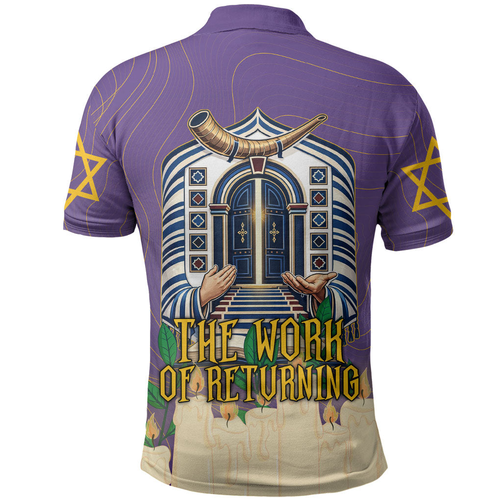 Yom Kippur Polo Shirt Shofar Blowing Jewish High Holy Day Tallit Star Of David
