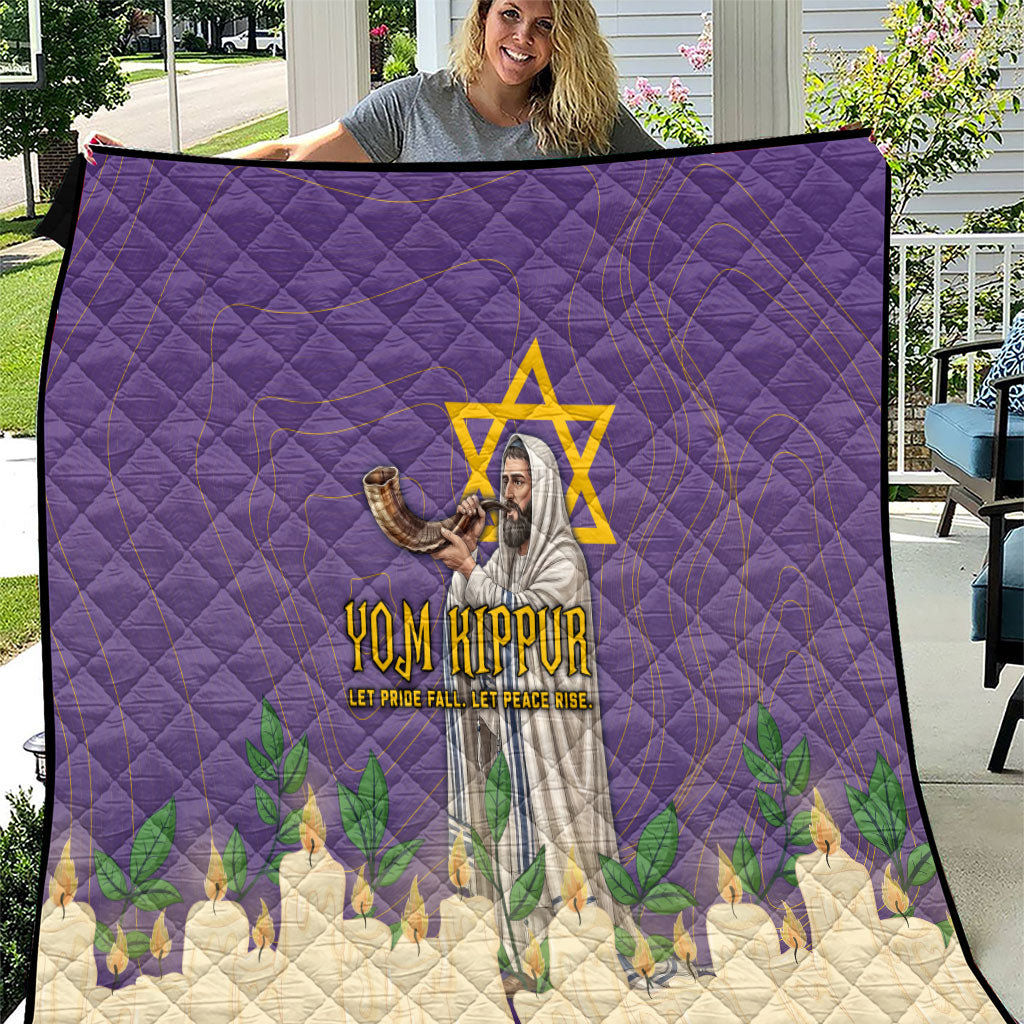Yom Kippur Quilt Shofar Blowing Jewish High Holy Day Tallit Star Of David