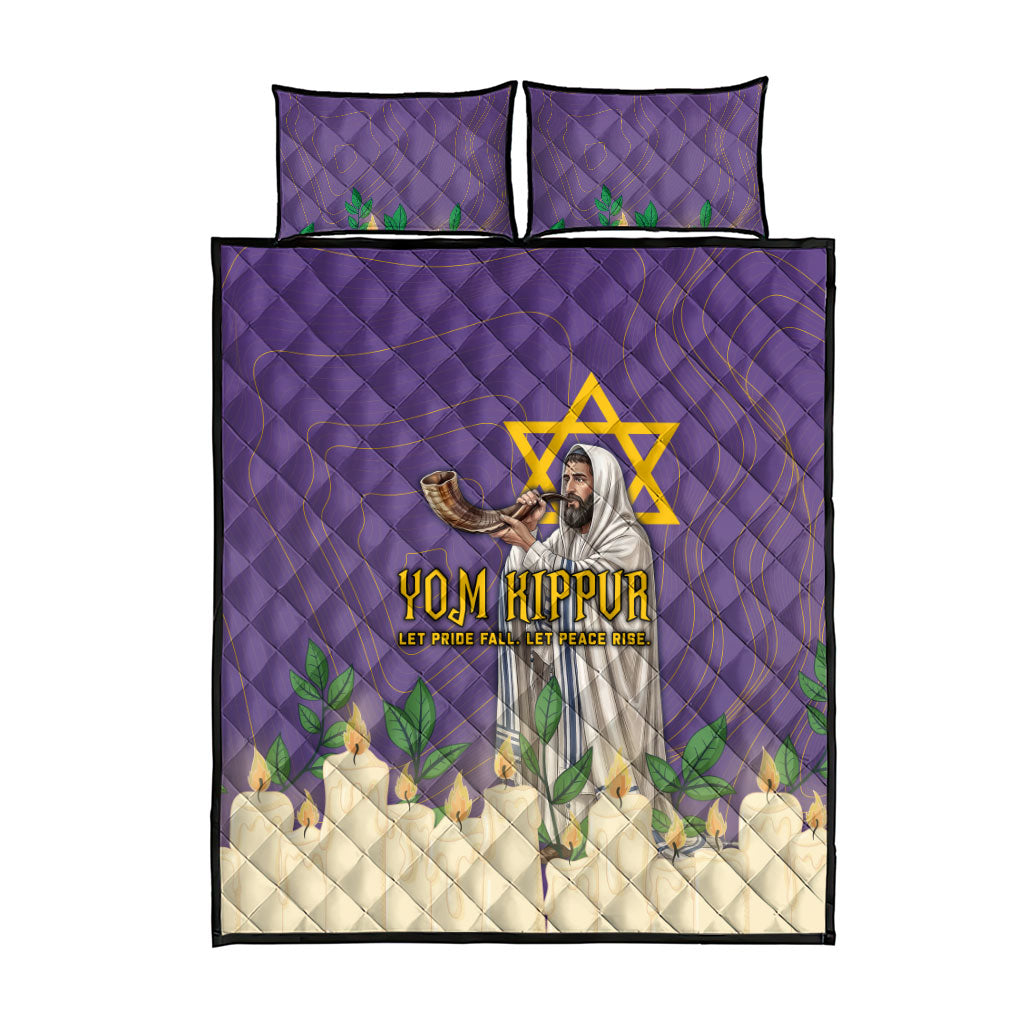Yom Kippur Quilt Bed Set Shofar Blowing Jewish High Holy Day Tallit Star Of David