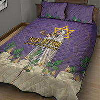 Yom Kippur Quilt Bed Set Shofar Blowing Jewish High Holy Day Tallit Star Of David