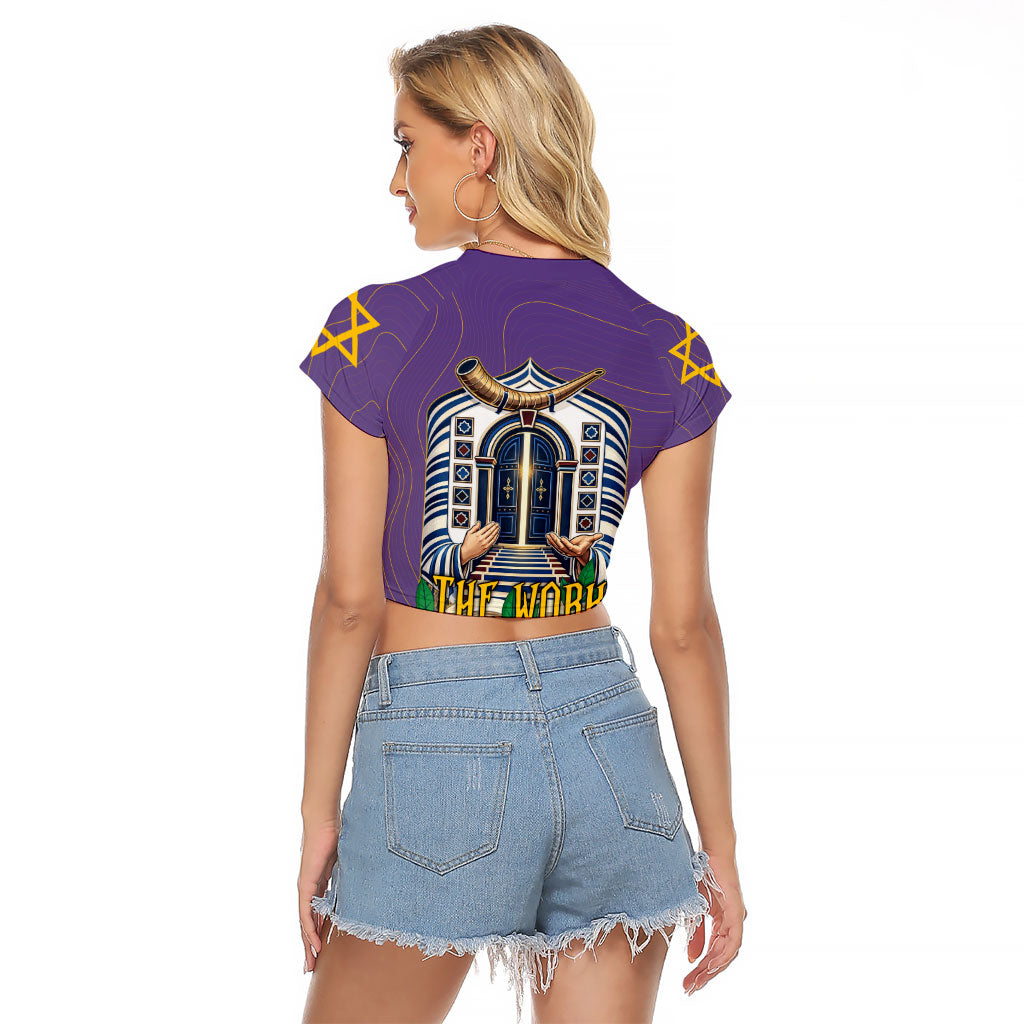 Yom Kippur Raglan Cropped T Shirt Shofar Blowing Jewish High Holy Day Tallit Star Of David