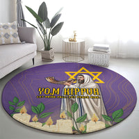 Yom Kippur Round Carpet Shofar Blowing Jewish High Holy Day Tallit Star Of David