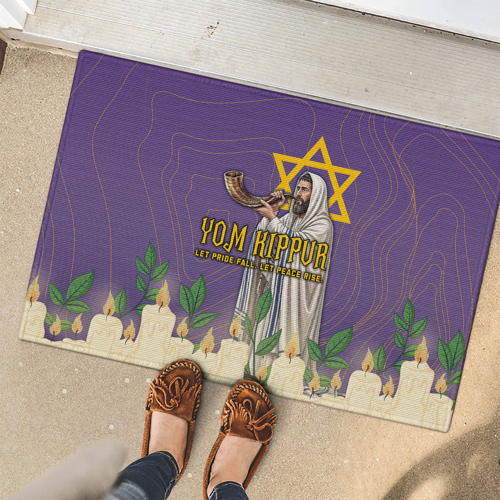 Yom Kippur Rubber Doormat Shofar Blowing Jewish High Holy Day Tallit Star Of David