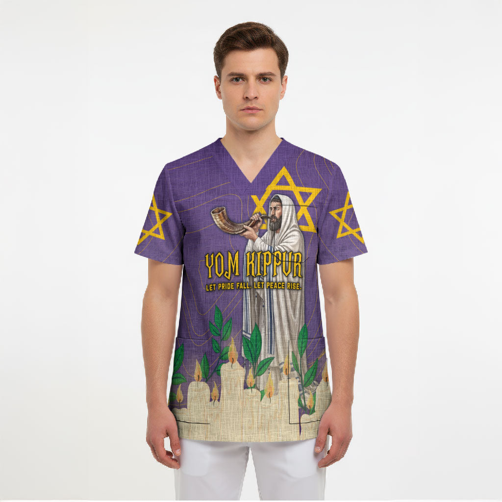 Yom Kippur Scrub Top Shofar Blowing Jewish High Holy Day Tallit Star Of David
