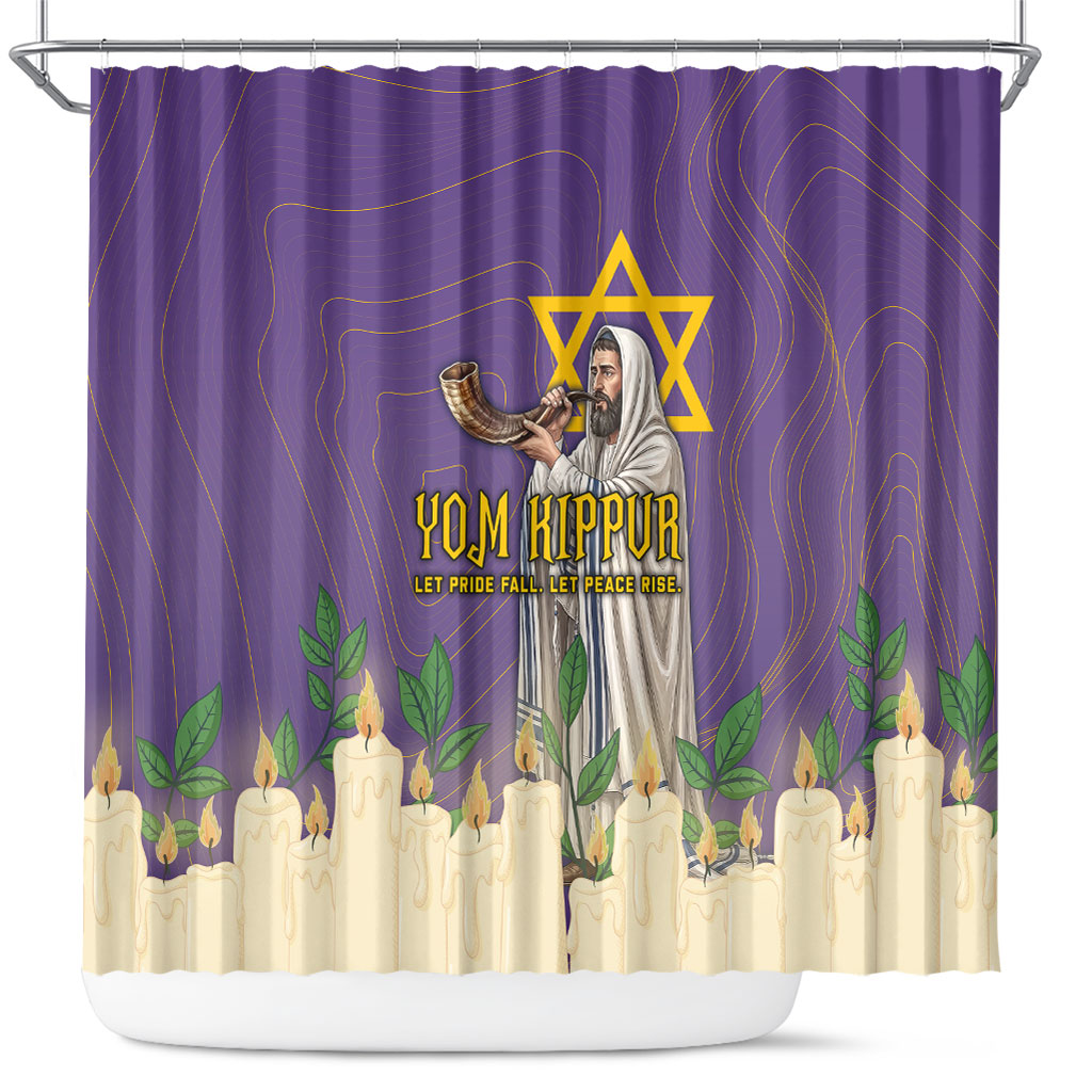 Yom Kippur Shower Curtain Shofar Blowing Jewish High Holy Day Tallit Star Of David