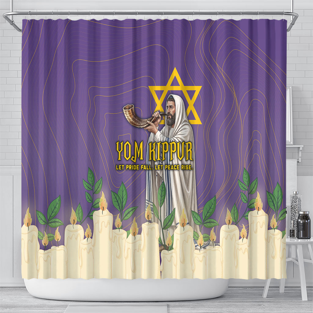 Yom Kippur Shower Curtain Shofar Blowing Jewish High Holy Day Tallit Star Of David