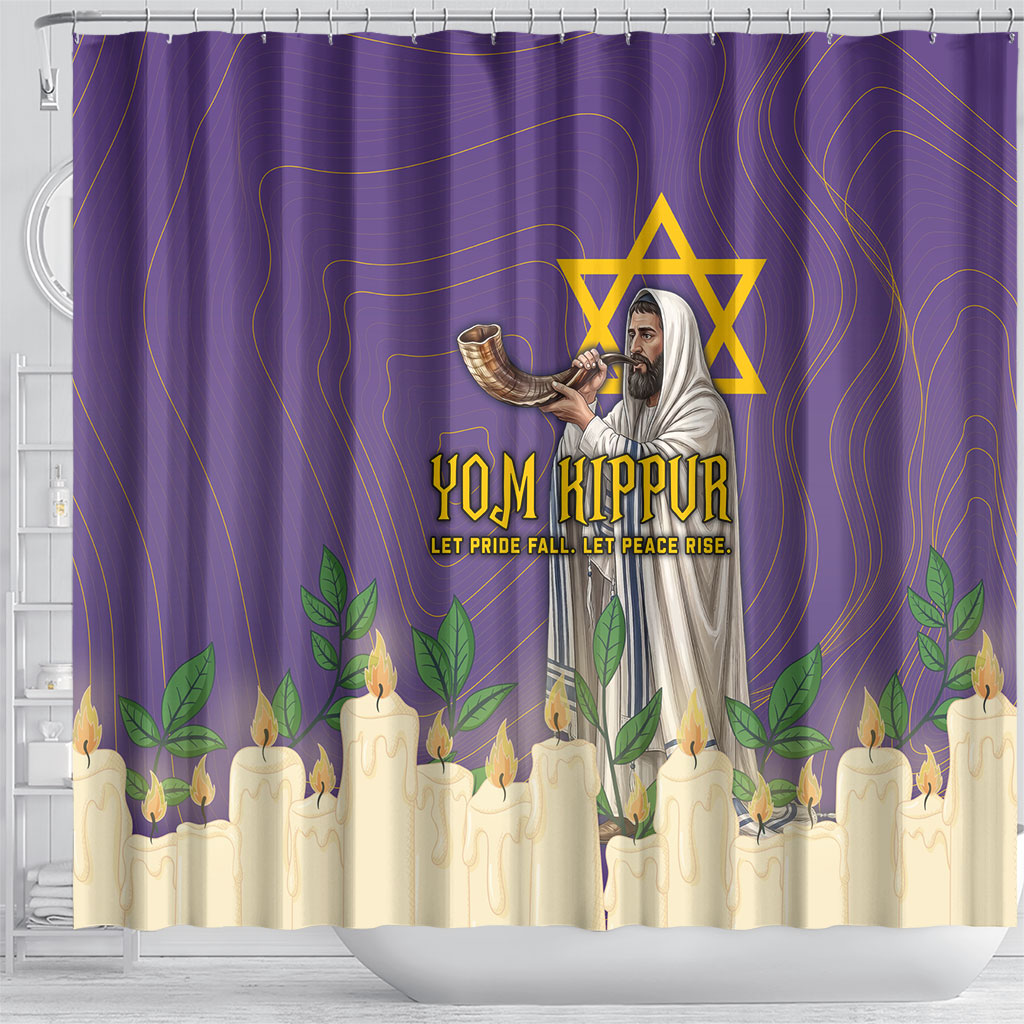 Yom Kippur Shower Curtain Shofar Blowing Jewish High Holy Day Tallit Star Of David