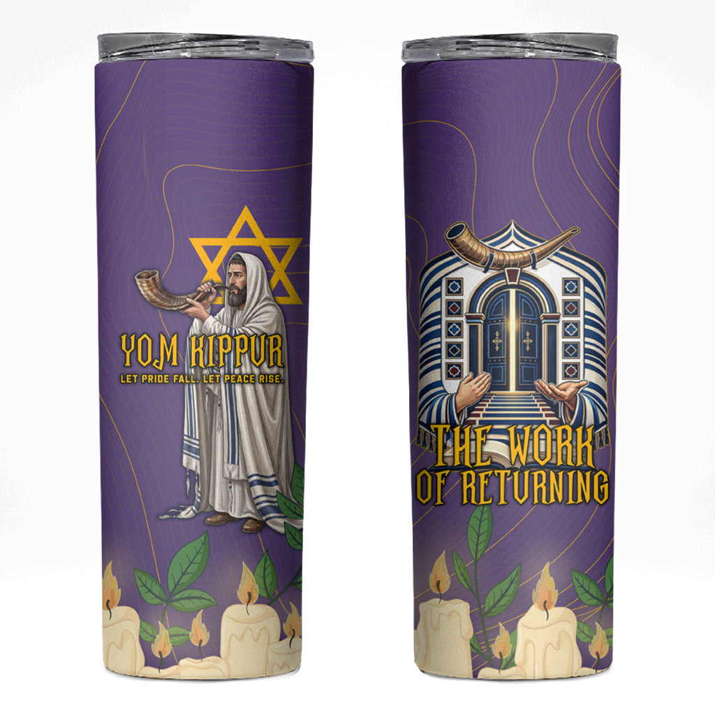 Yom Kippur Skinny Tumbler Shofar Blowing Jewish High Holy Day Tallit Star Of David