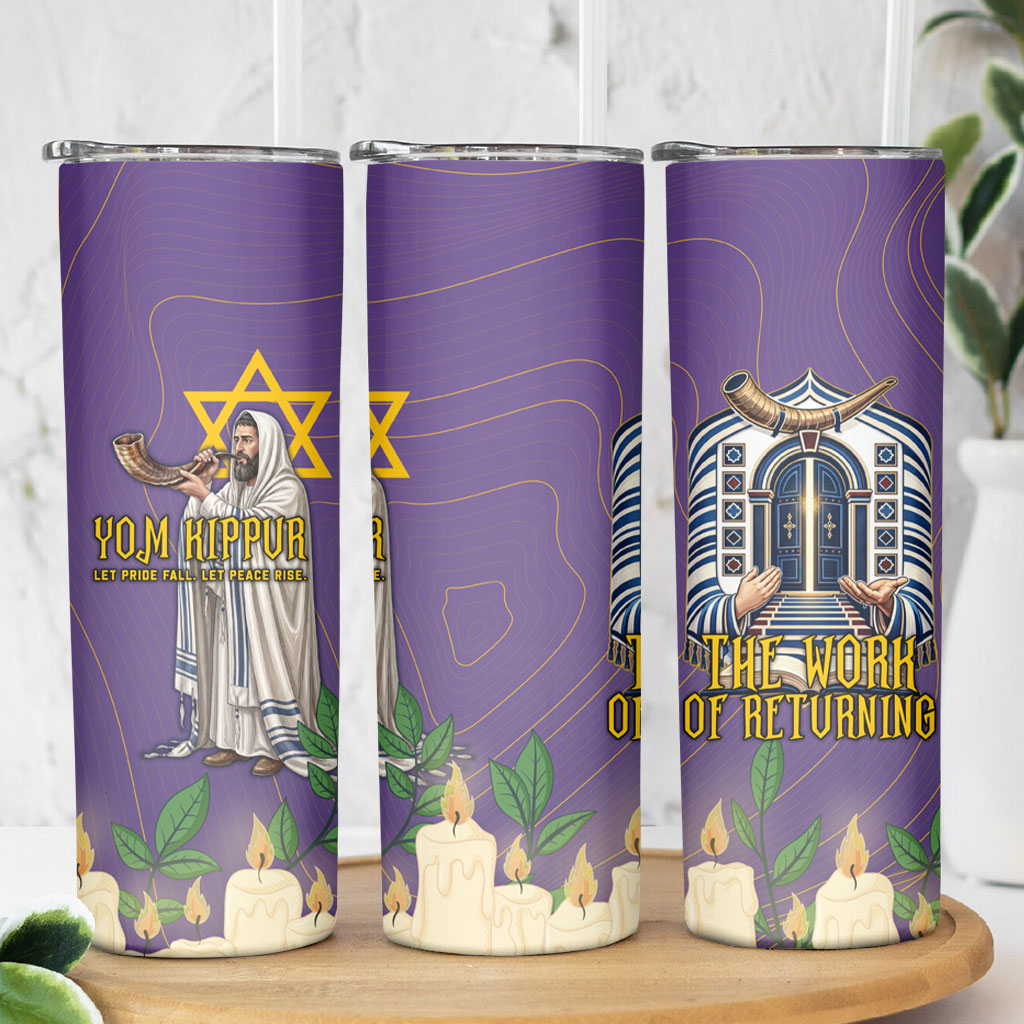 Yom Kippur Skinny Tumbler Shofar Blowing Jewish High Holy Day Tallit Star Of David