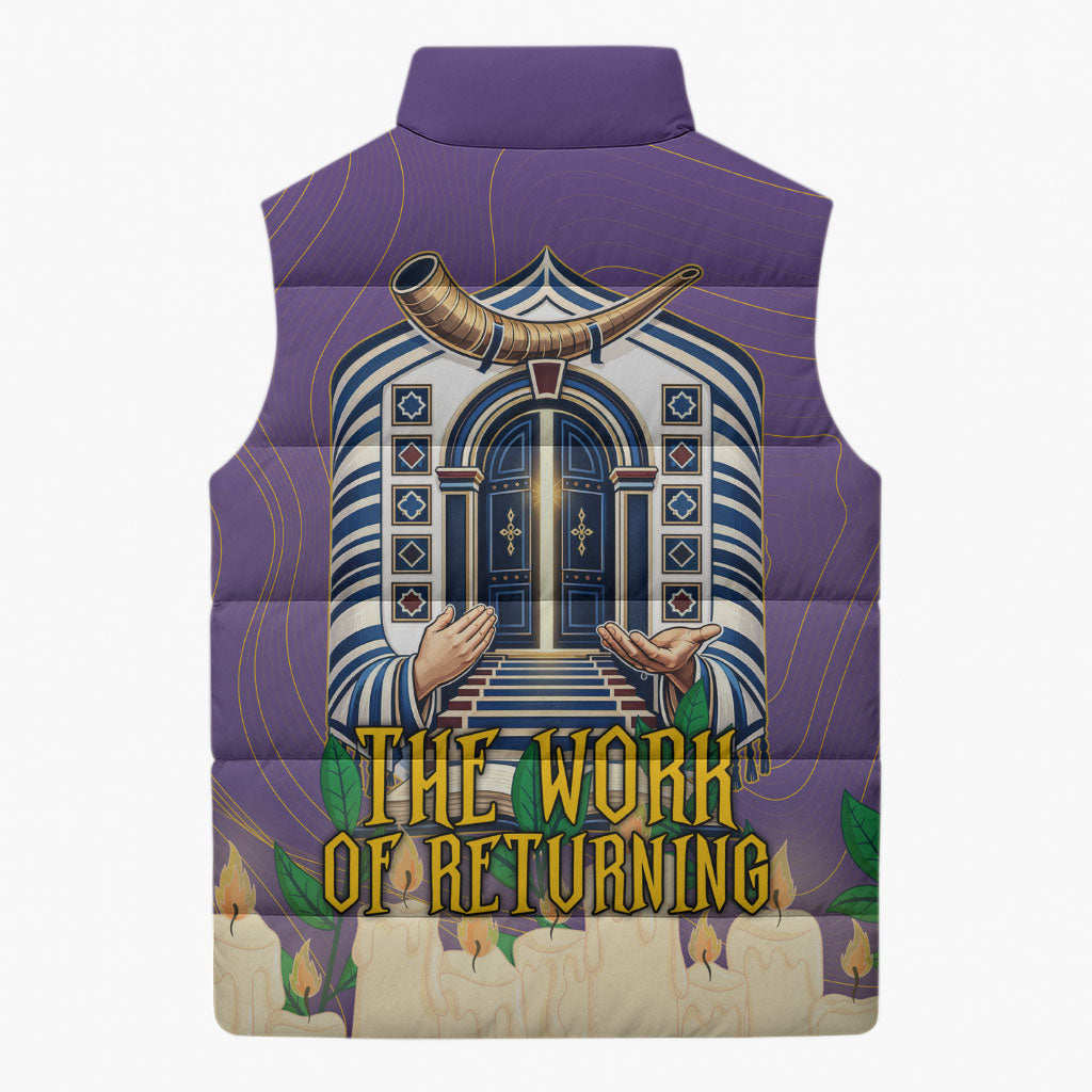 Yom Kippur Sleeveless Puffer Jacket Shofar Blowing Jewish High Holy Day Tallit Star Of David