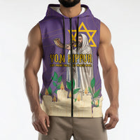 Yom Kippur Sleeveless Zip Hoodie Shofar Blowing Jewish High Holy Day Tallit Star Of David