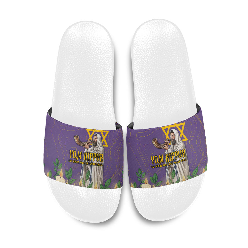Yom Kippur Slide Sandals Shofar Blowing Jewish High Holy Day Tallit Star Of David