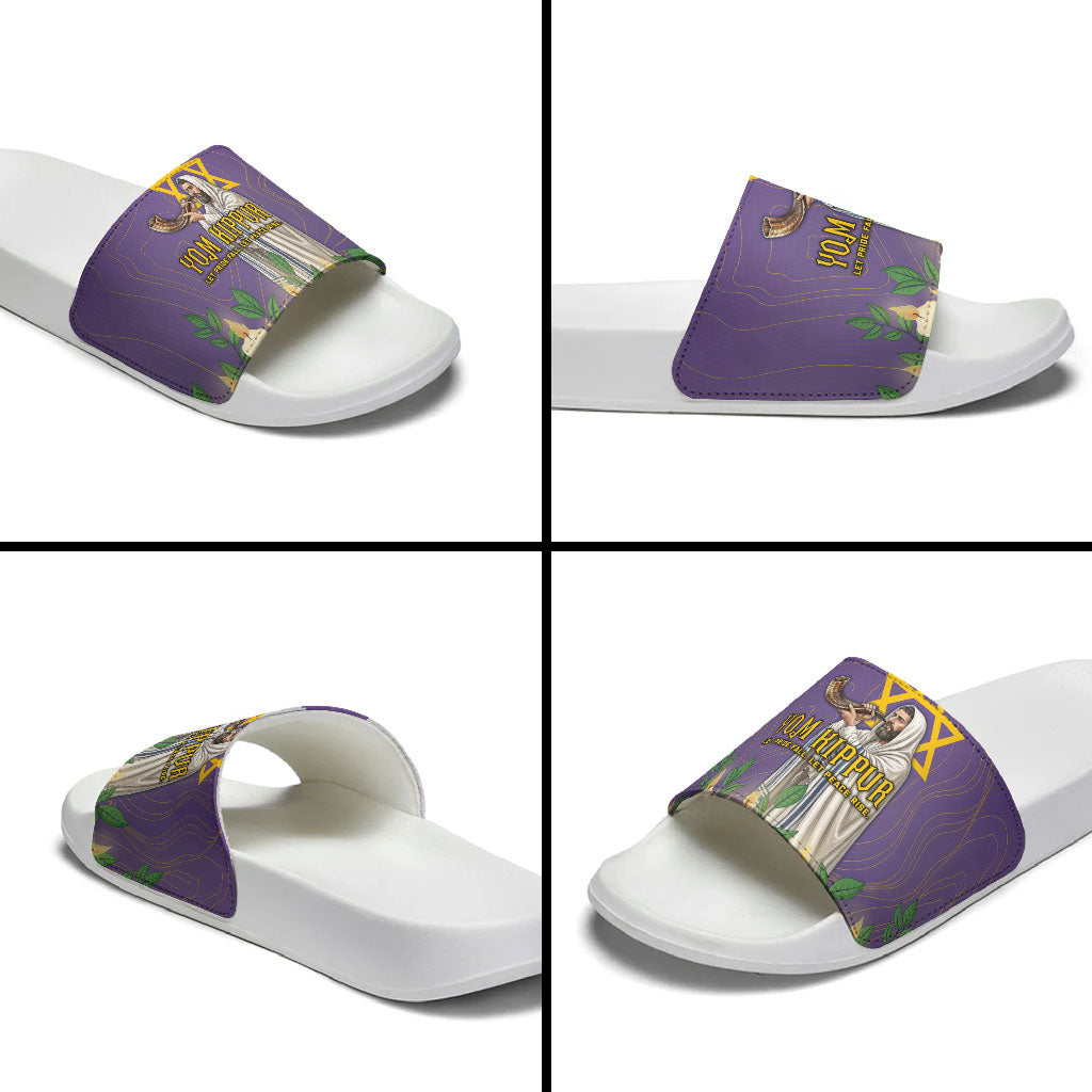 Yom Kippur Slide Sandals Shofar Blowing Jewish High Holy Day Tallit Star Of David