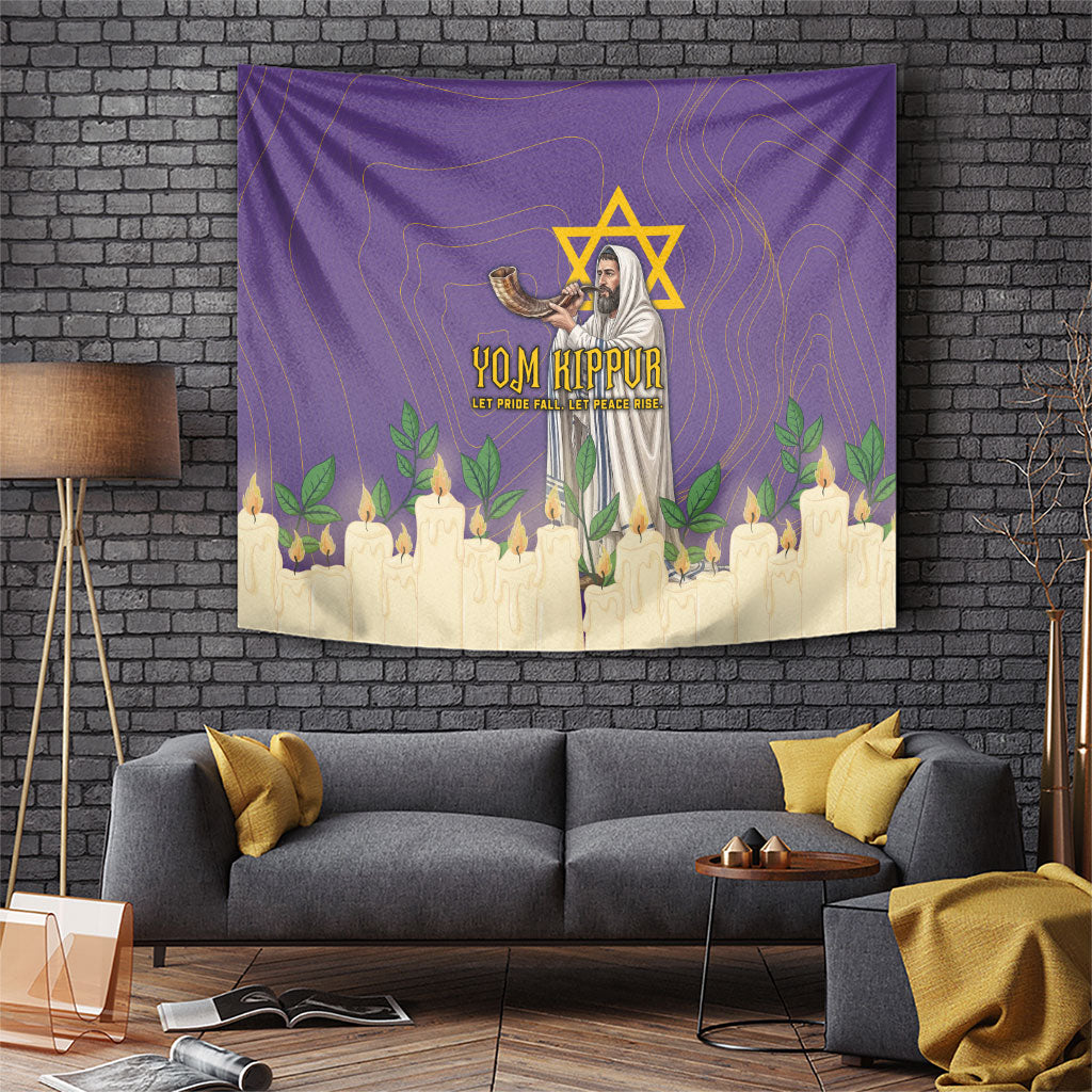 Yom Kippur Tapestry Shofar Blowing Jewish High Holy Day Tallit Star Of David