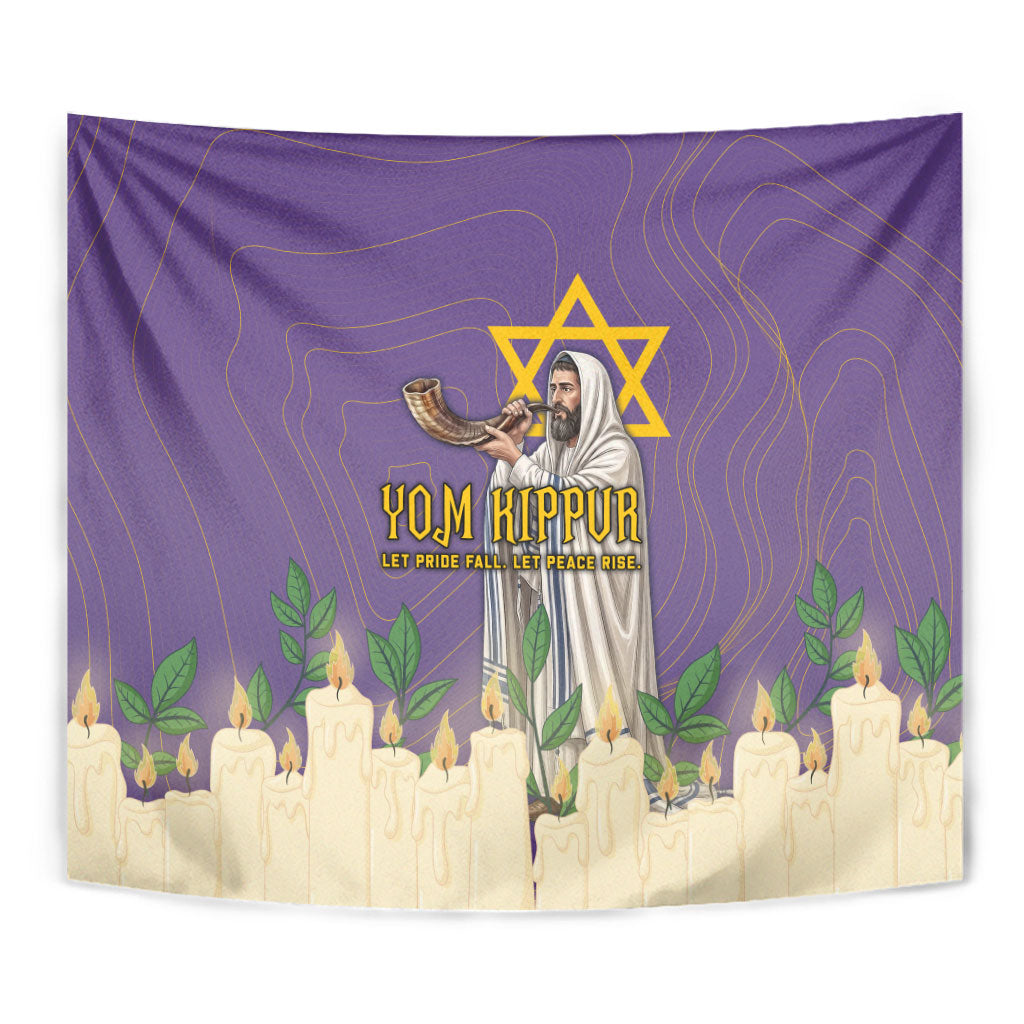 Yom Kippur Tapestry Shofar Blowing Jewish High Holy Day Tallit Star Of David