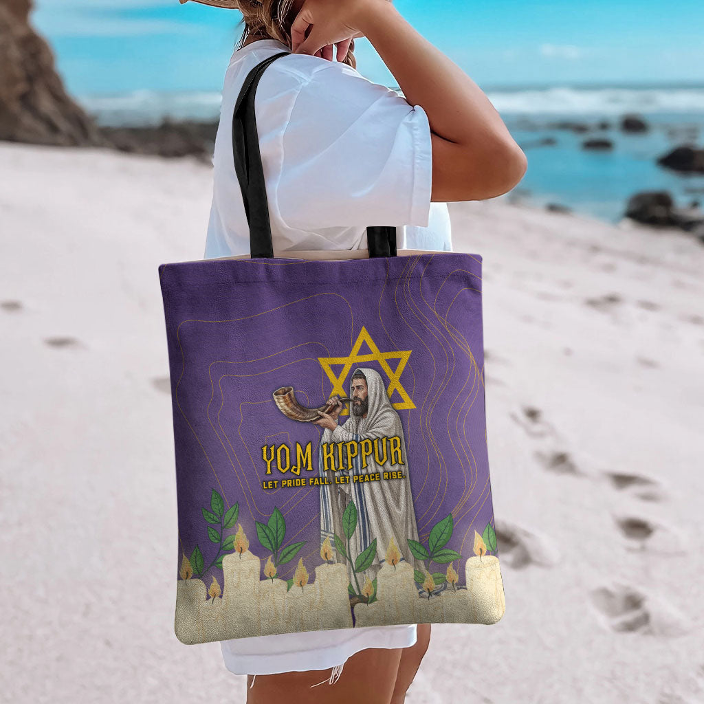 Yom Kippur Tote Bag Shofar Blowing Jewish High Holy Day Tallit Star Of David