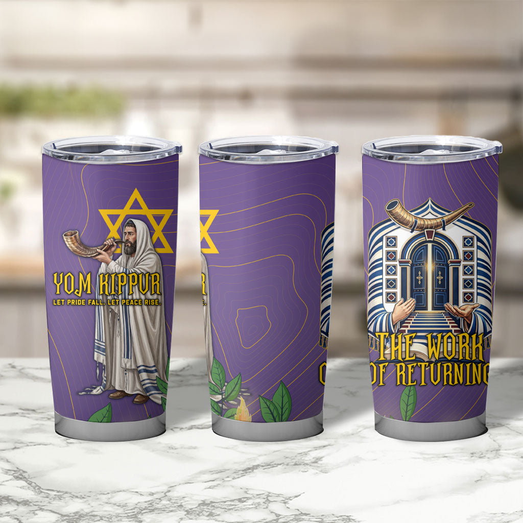 Yom Kippur Tumbler Cup Shofar Blowing Jewish High Holy Day Tallit Star Of David